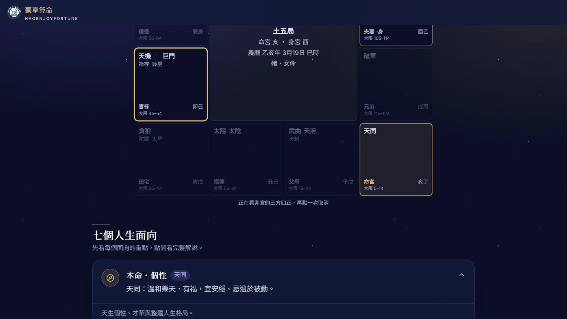 紫微斗數命盤：點官祿宮看三方四正