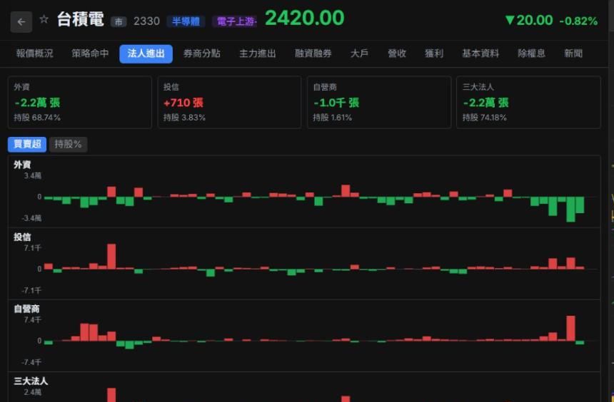 個股頁的法人進出分頁